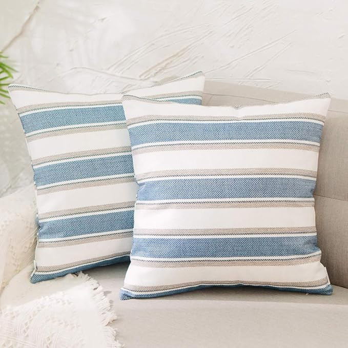 NATUS WEAVER Decorative Linen Throw Pillow Cases Cushion Covers Soft Linen Textured for Bedroom, ... | Amazon (US)