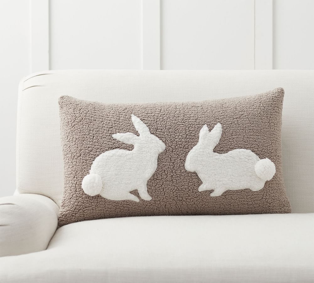 Pom Pom Bunny Sherpa Lumbar Pillow Cover | Pottery Barn (US)