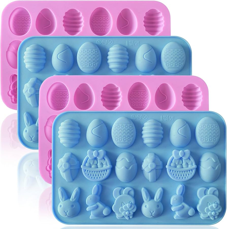 HKNMTT Easter Silicone Gummy Chocolate Mold 4-PACK 9 Shaped Egg Rabbit 72 Cavities Candy Mould Wa... | Amazon (US)