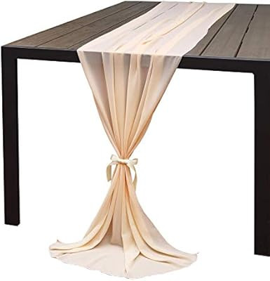 Doris Home 1pc 27x120inches 10ft Cream Chiffon Table Runner Tulle Extra Long Sheer Decoration wit... | Amazon (US)