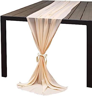 Doris Home 1pc 27x120inches 10ft Cream Chiffon Table Runner Tulle Extra Long Sheer Decoration wit... | Amazon (US)