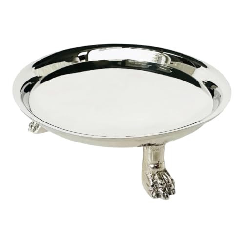 Silver Clawfoot Dish - Solid Brass - Nickel Plated - 4.6 in - Pedestal Dish - Candle Dish - Candle Holder - Candle Stand - Jewelry Dish - Jewelry Holder - Holds Candles, Jewelry, Rings, Trinkets | Amazon (US)