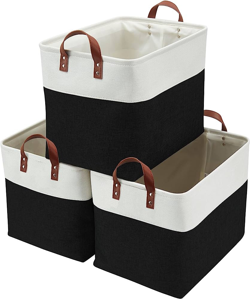 DECOMOMO Large Storage Baskets | Closet Storage Bins 17x12x13inch Canvas Baskets For Storage Laun... | Amazon (US)