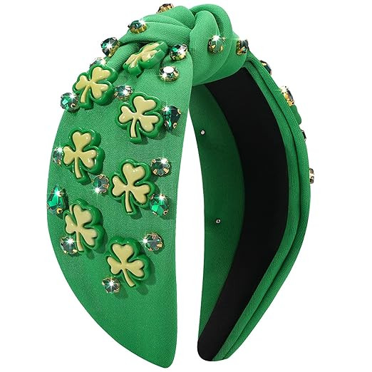 St. Patrick's Day Headband for Women, Lucky Shamrock Hair Accessory with Rhinestones, Green Cryst... | Amazon (US)
