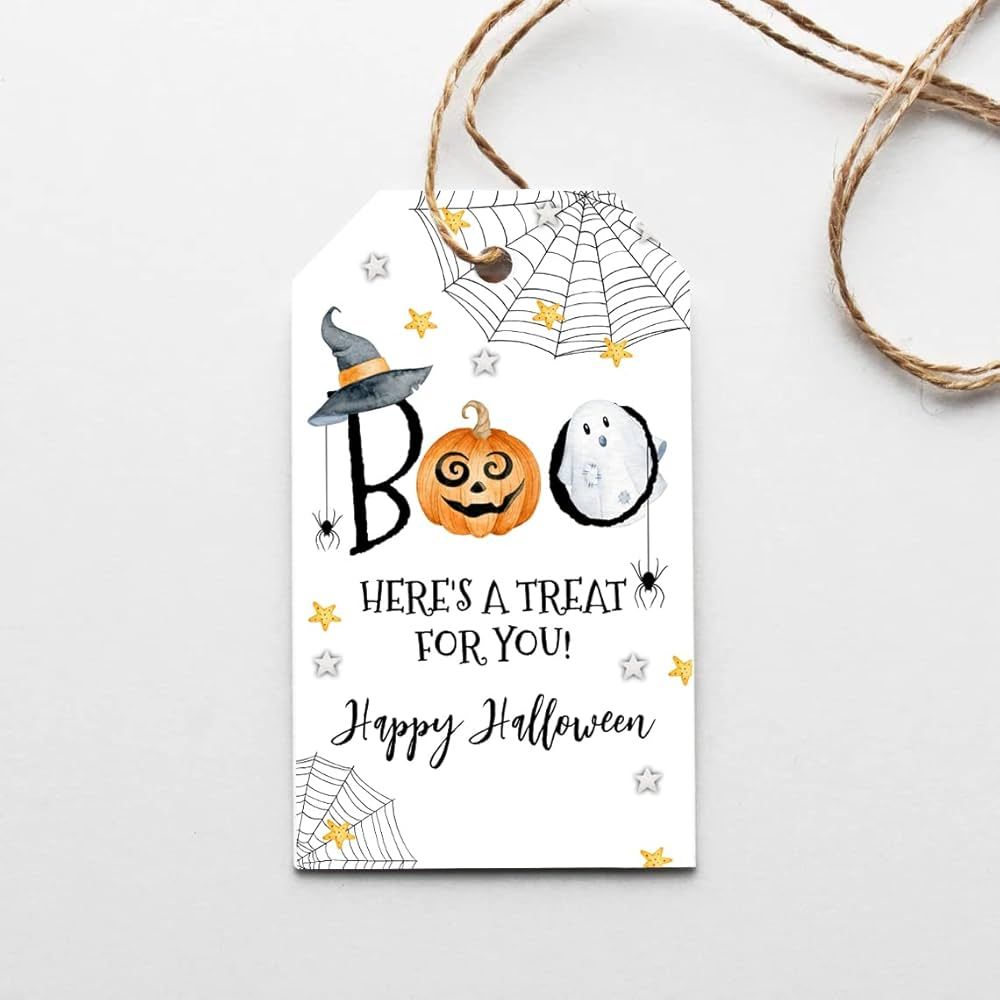 Funny Boo Gift Tags with Hole for Halloween Party Favors, Treat Basket, Candy Cookies Boxes, Serv... | Amazon (US)