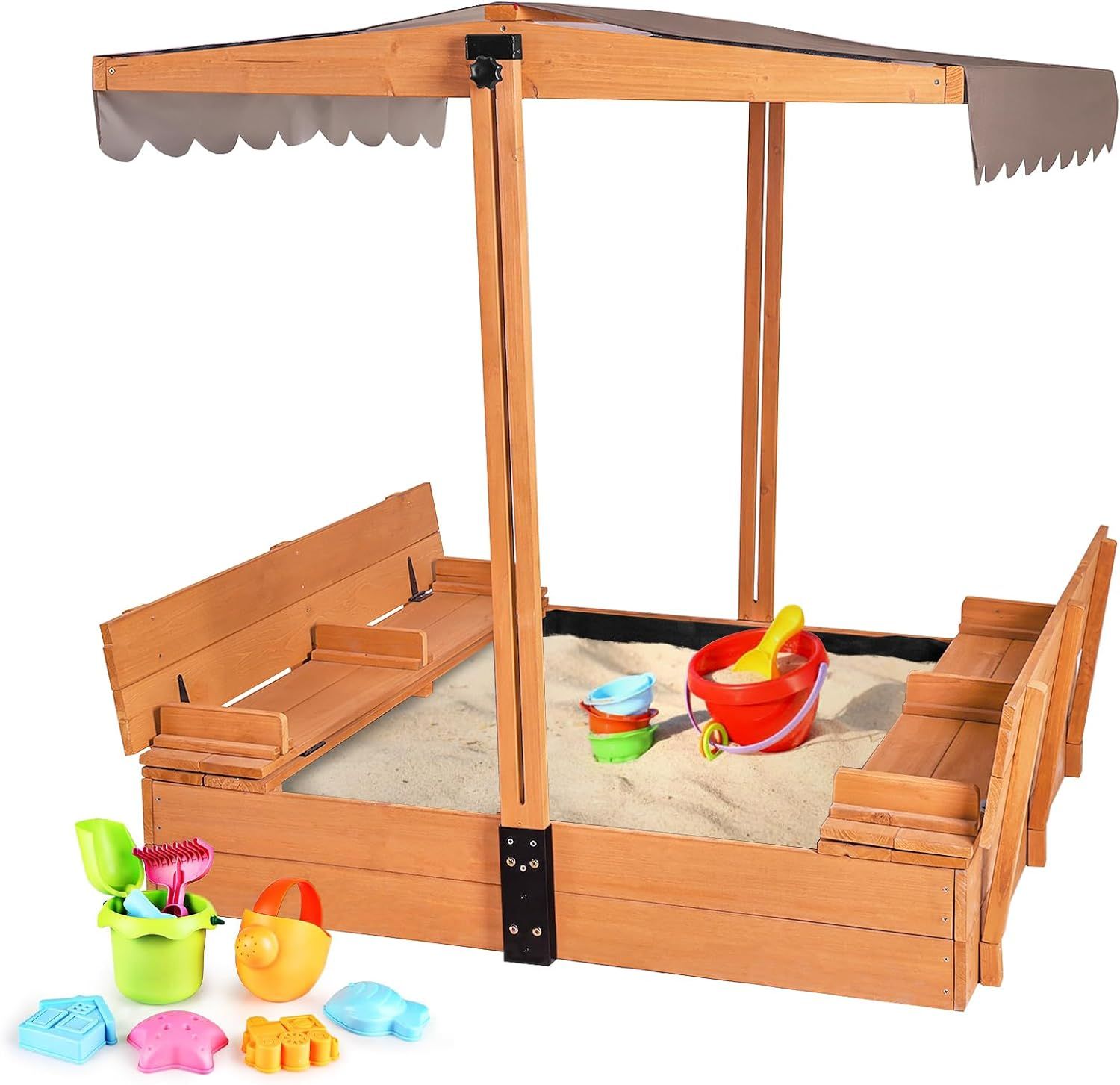 Aivituvin Kids Sand Boxes with Canopy Sandboxes with Covers Foldable Bench Seats, Children Outdoo... | Amazon (US)