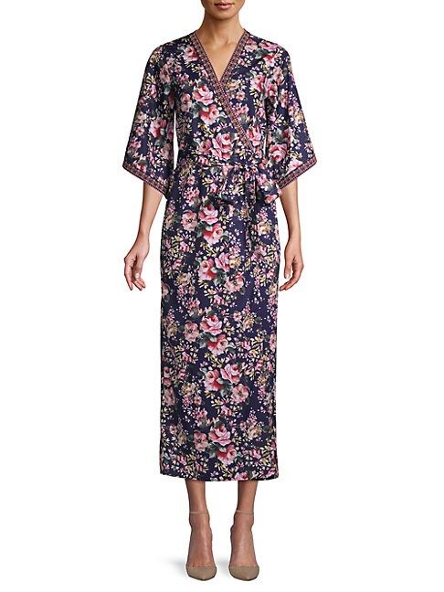 Floral-Print Kimono Wrap Maxi Dress | Saks Fifth Avenue OFF 5TH (Pmt risk)