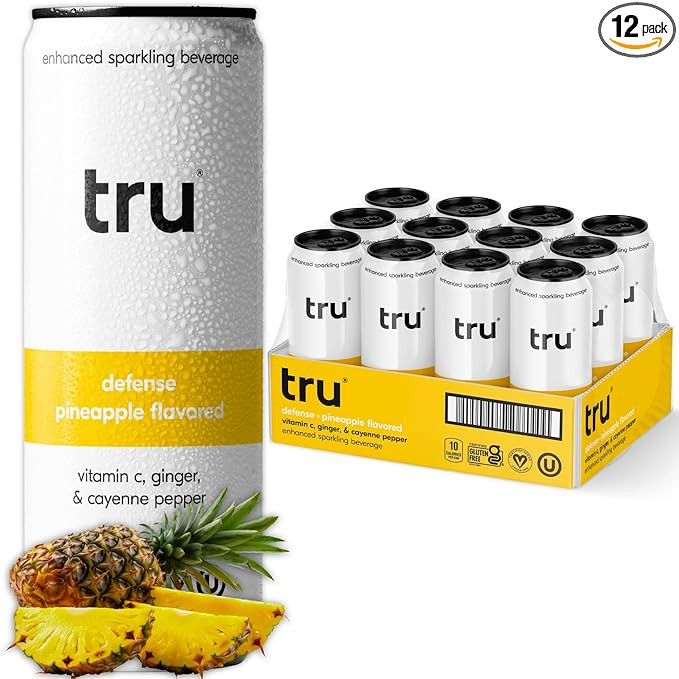 Tru Defense Seltzer, Sparkling Water with Vitamin C, Ginger Extract, Cayenne Pepper & Real Pineap... | Amazon (US)
