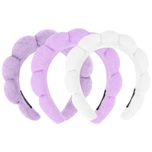 ACO-UINT 3 Pack Spa Headbands for Washing Face, Skincare Headbands Makeup Headband Sponge Face Wash Headbands, Terry Cloth Headbands Puffy Hair Band for Washing Face | Amazon (US)
