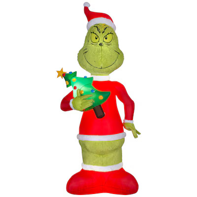 Grinch 10-ft Lighted Dr. Seuss The Grinch Merry Christmas Inflatable Lowes.com | Lowe's