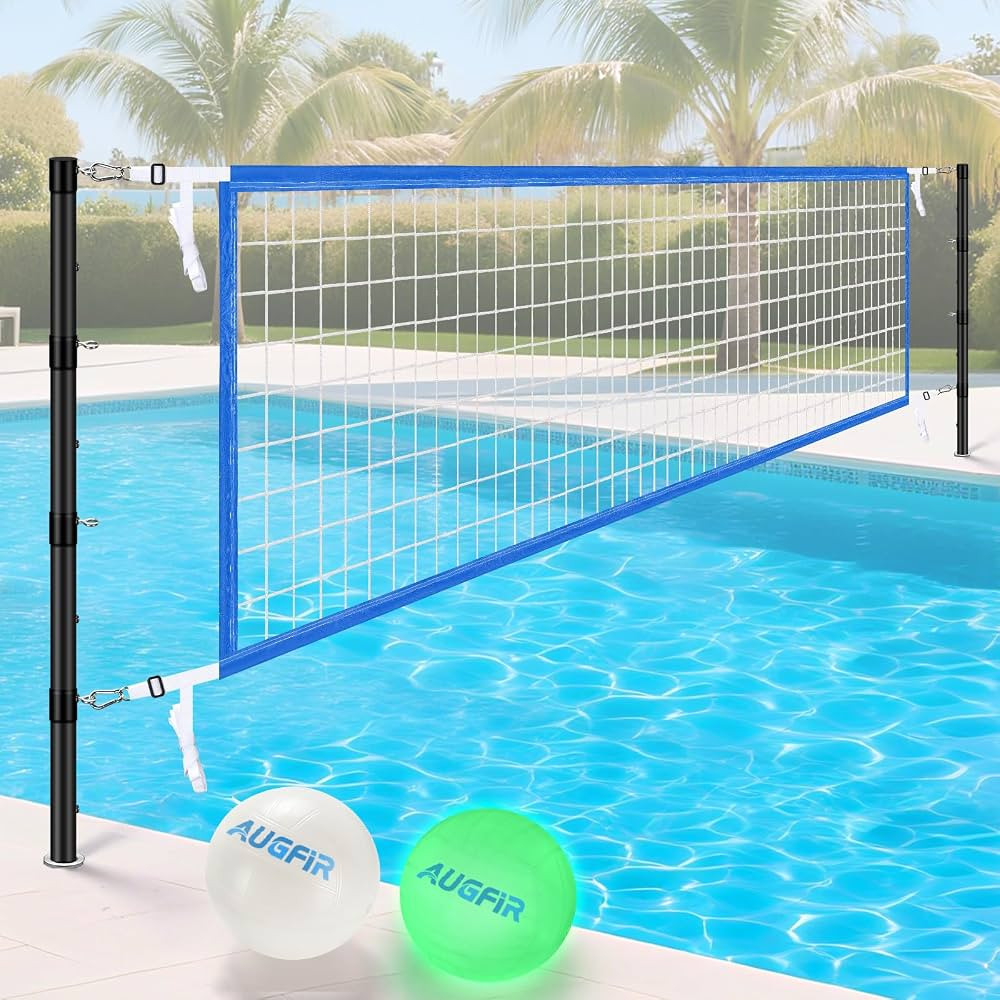 AugFir Inground Pool Volleyball Net Set, Adjustable Length & Height Pool Volleyball Net, Compatib... | Amazon (US)