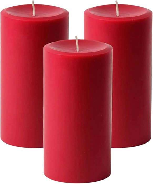 Mister Candle Unscented Red Pillar Candles Set of 3 – Dripless Smokeless 3x6 Inch Candles, Hand... | Amazon (US)