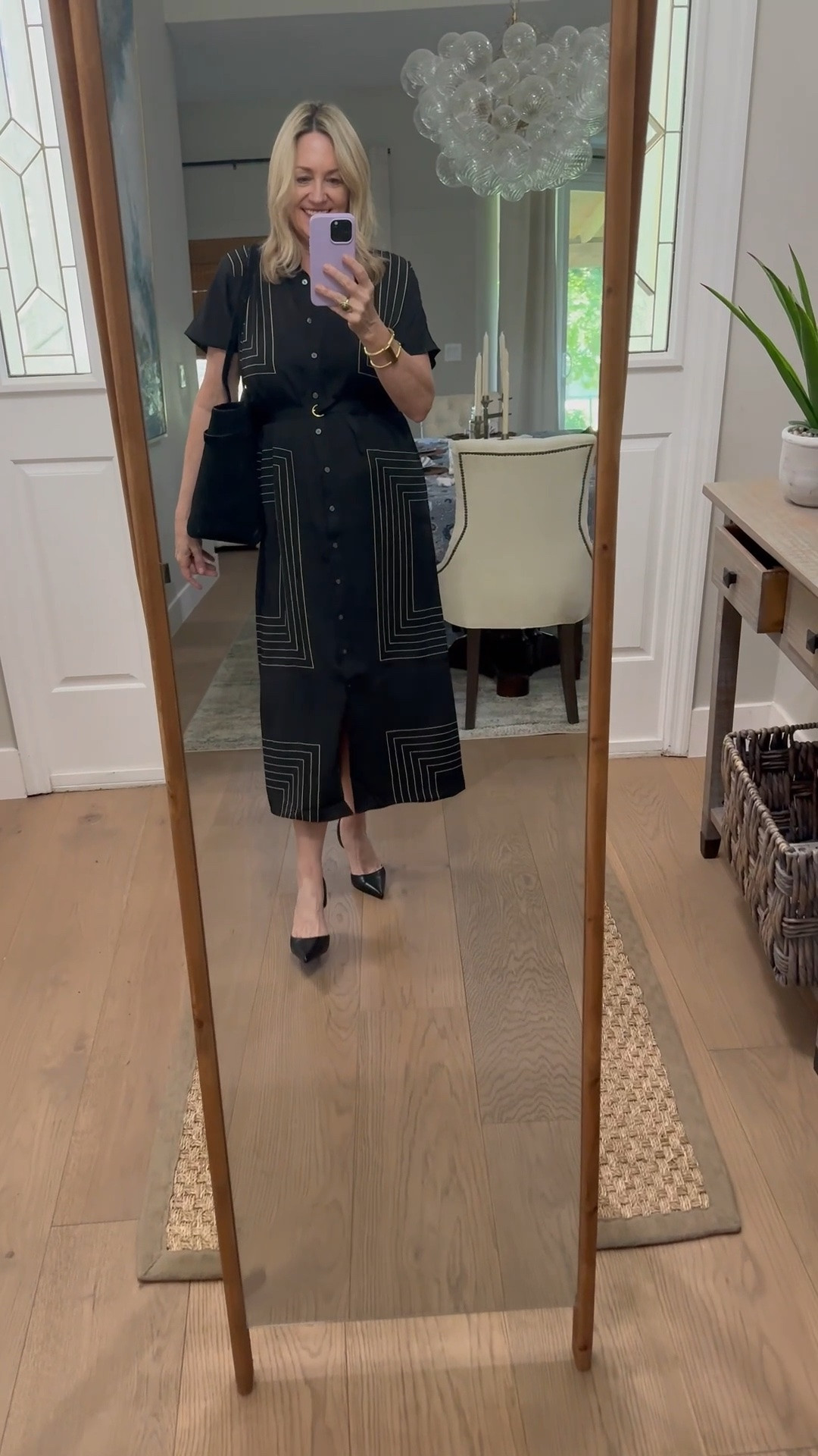 Love the pattern on this midi shirt dress. Outfit, fall dress, work outfit over 50, professional outfit. ￼

#LTKWorkwear #LTKSeasonal #LTKootd