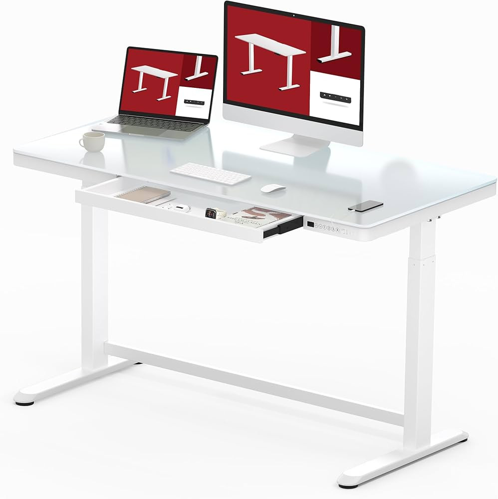 SANODESK Standing Desk with Drawer, Electric Height Adjustable Home Office Desk with Storage & US... | Amazon (US)