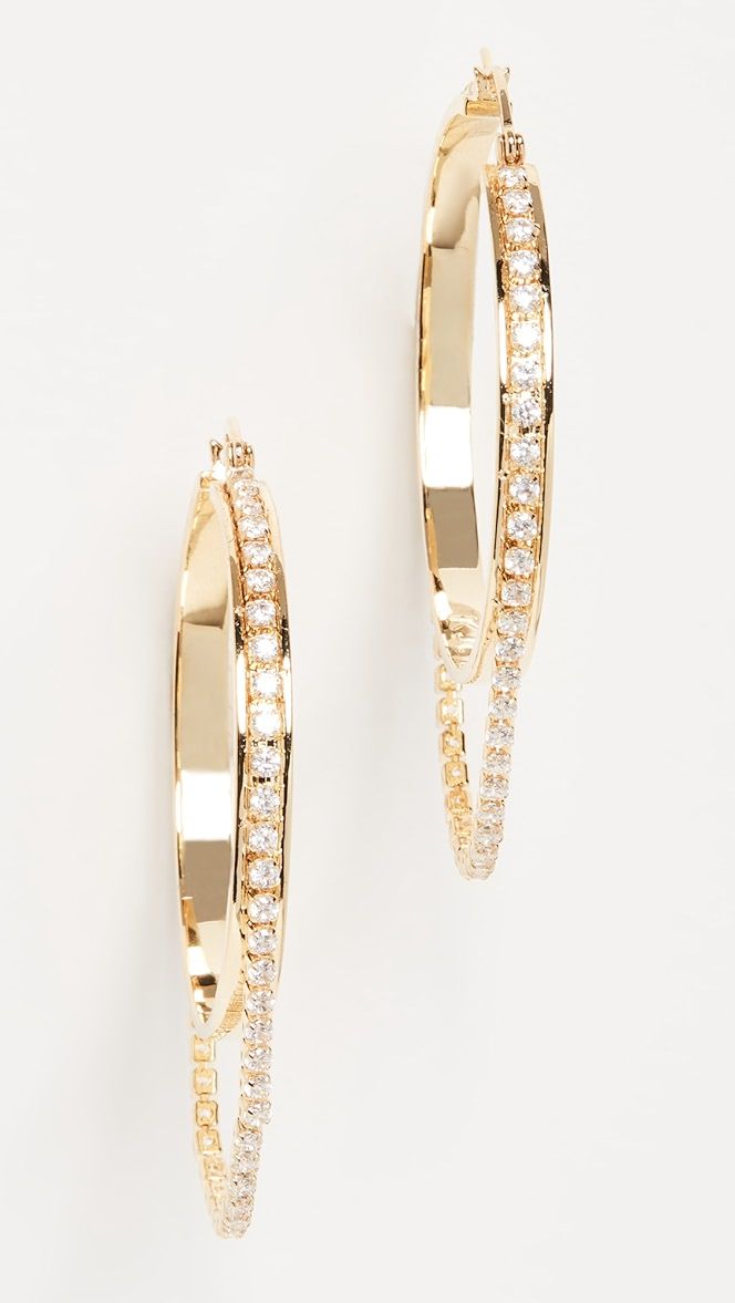 Kenneth Jay Lane Round Cubic Zirconia Draped Hoop Earrings | SHOPBOP | Shopbop