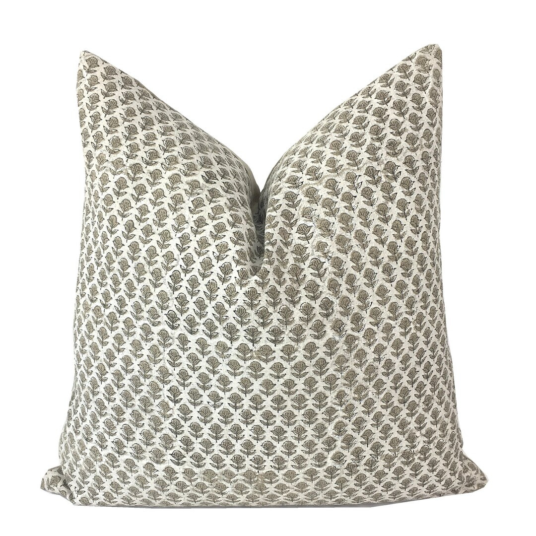 Wadi Floral Hand Block Print Pillow Cover Small Scale - Etsy | Etsy (US)