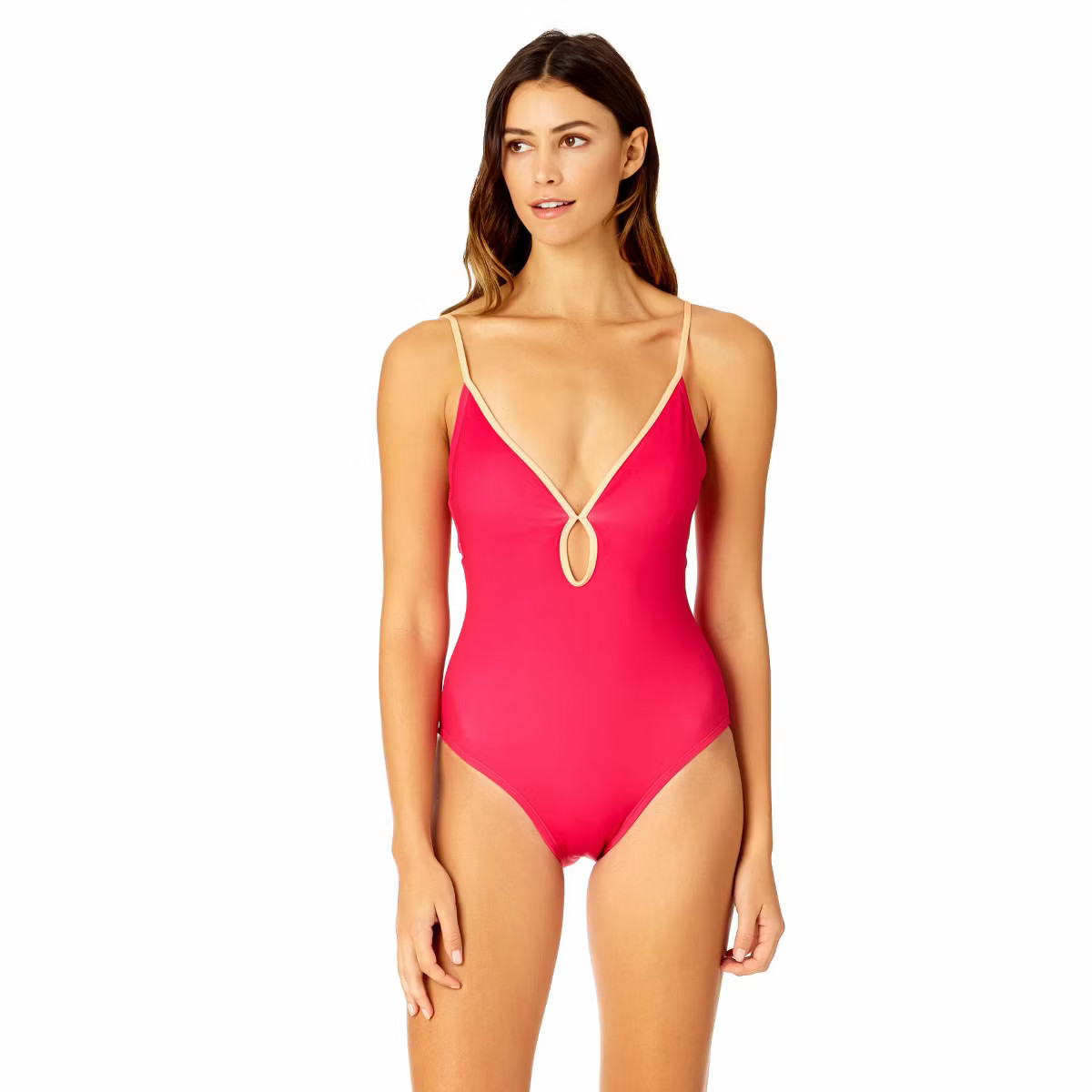 Coppersuit Women's Solid Piped Keyhole One Piece Swimsuit | Target