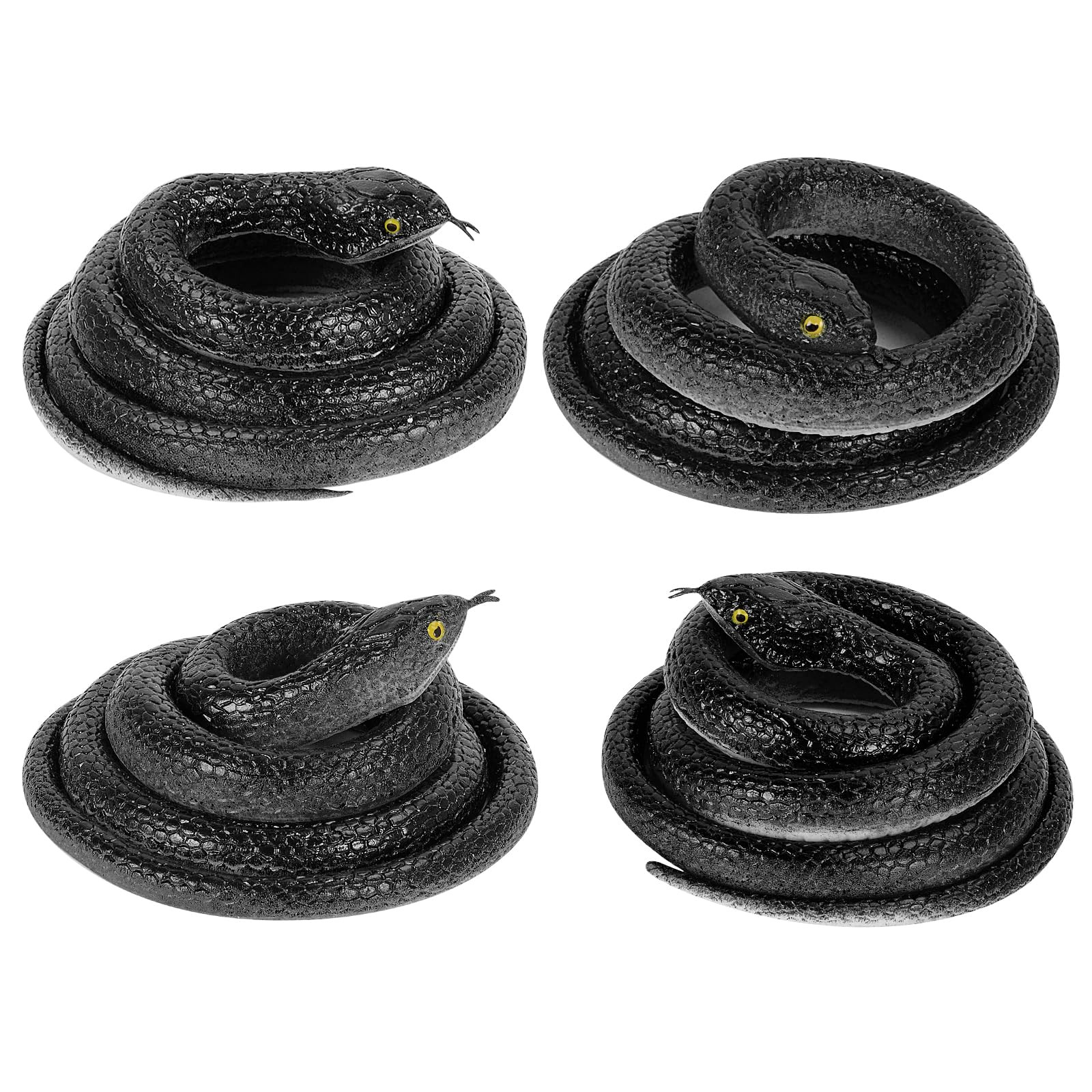 FOUUAAOOU Realistic Rubber Snake, 4 Pieces Fake Snake Black Mamba Snakes to Keep Birds Away, Rubb... | Amazon (US)