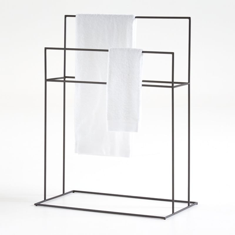 Aqueduct Gunmetal Standing Towel Rack + Reviews | Crate & Barrel | Crate & Barrel