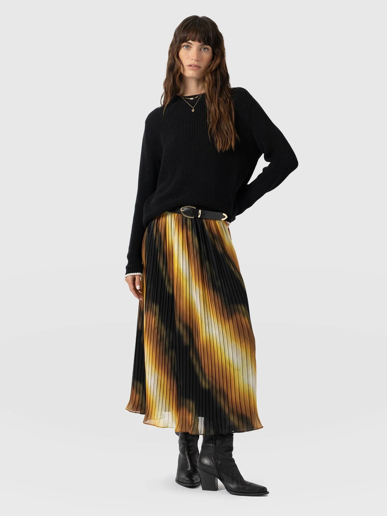 Aria Pleated Skirt  - Yellow Gradient | Saint + Sofia