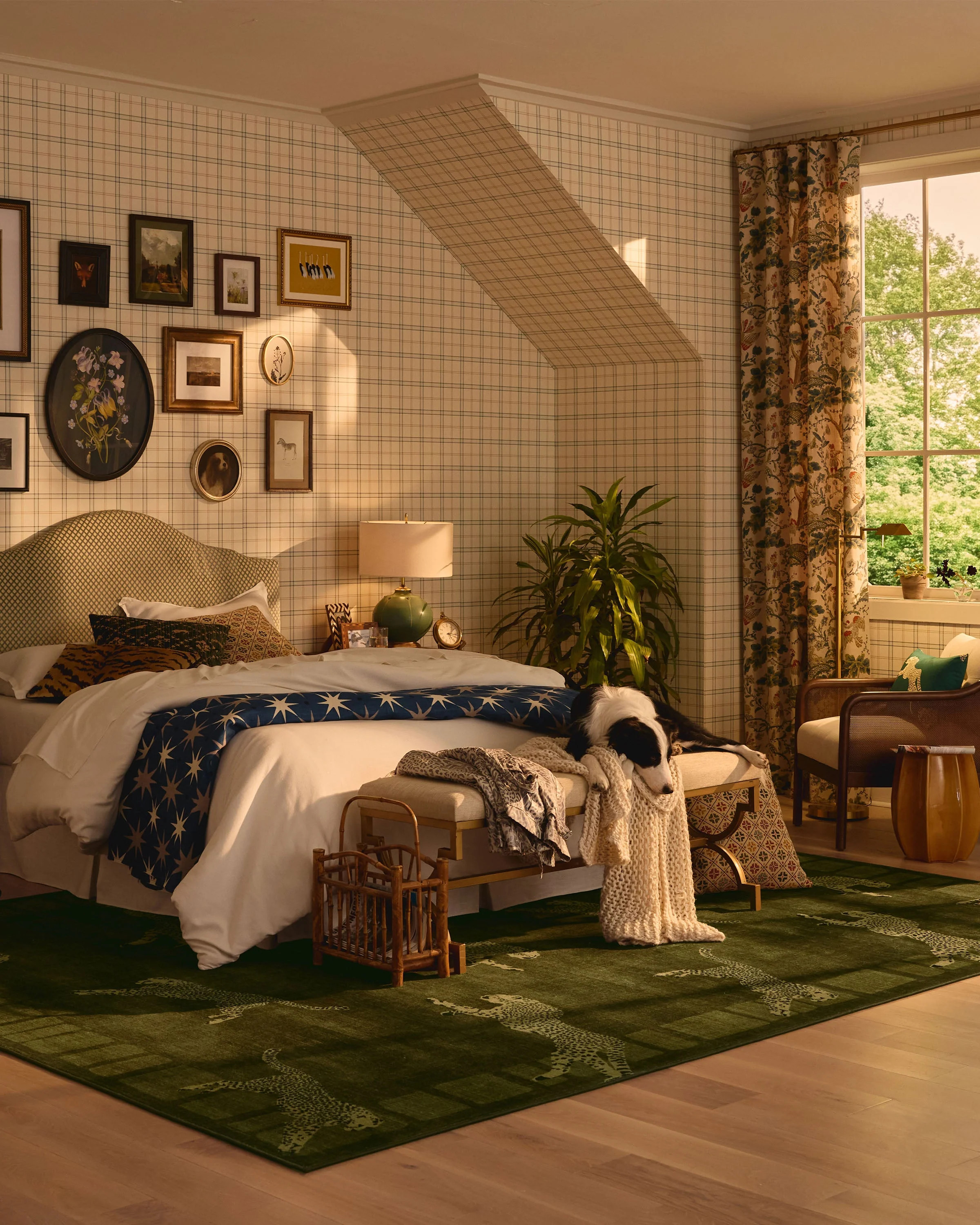 Leaping Cheetah Olive Green Rug | Ruggable