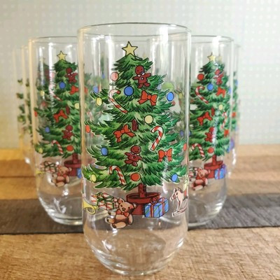 Set of 10 Vintage 70s Luminarc NOEL Christmas Tree Drinking Cup Glasses Holiday  | eBay | eBay US