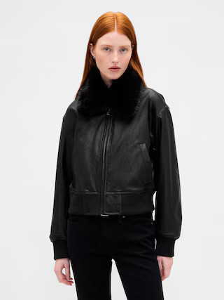 Vegan Leather Bomber Jacket | Gap (US)