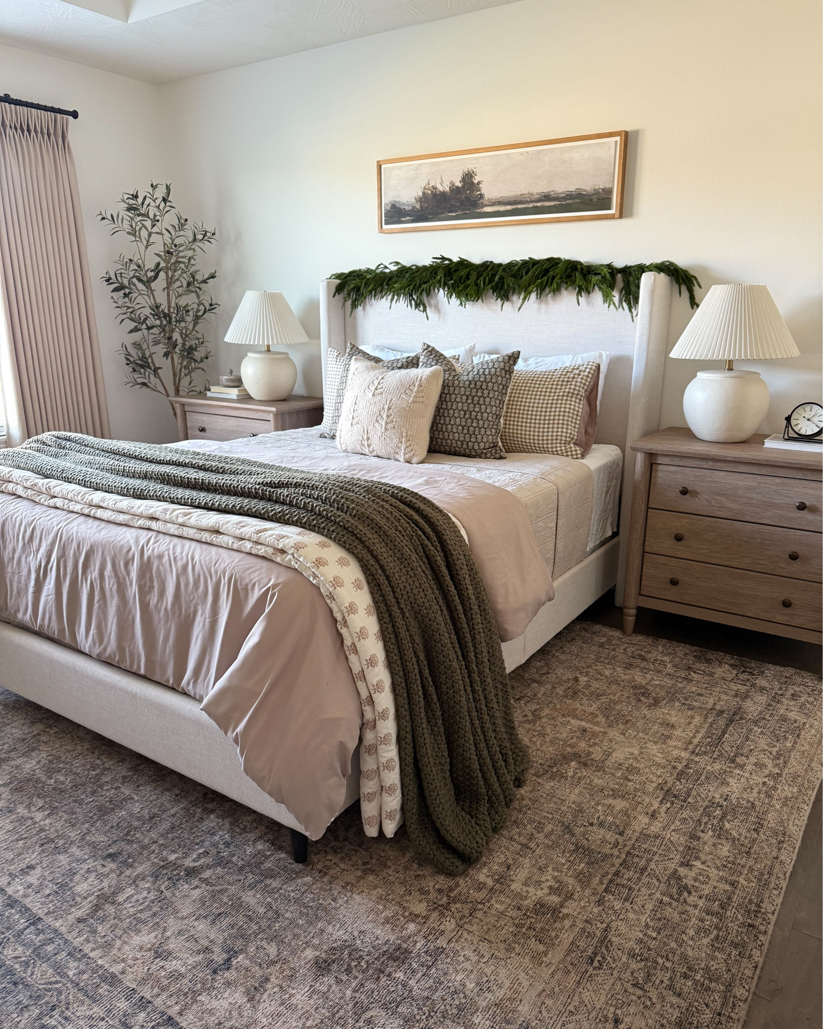 Holiday bedroom views I’ll never get tired of 😍🎄 Fresh nightstands, layered greens, and cozy textures make this space feel like the season. My new wood drawer nightstands are the perfect bedside upgrade—simple, timeless, and full of charm. Proof that the best seasonal moments are the ones you live in, not just decorate for!

#LTKHoliday #LTKHome