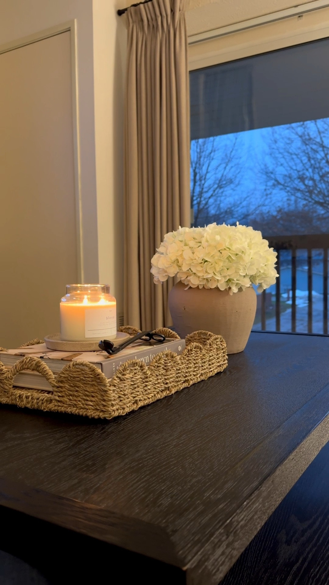 Coffee table decor, coffee table styling, woven tray, scallop tray, faux hydrangeas, beige vase, coffee table books 

#LTKSeasonal #LTKSaleAlert #LTKHome