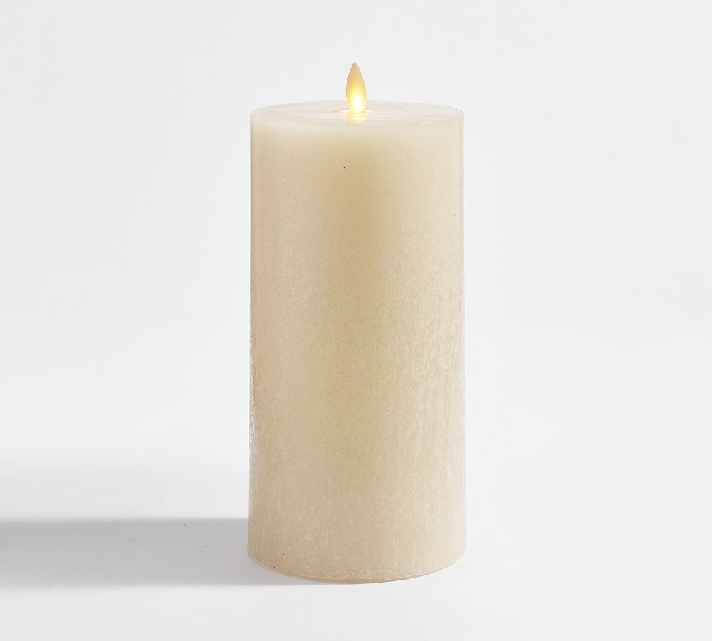 Premium Flickering Flameless Wax Pillar Candle - Salt Washed | Pottery Barn (US)