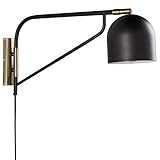 Amazon Brand – Rivet Mid-Century Swiveling Wall Sconce with Bulb, 11"H, Black and Antique Brass | Amazon (US)