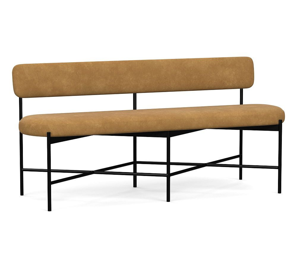 Maison Leather Bench, Bronze Legs, Nubuck Camel | Pottery Barn (US)