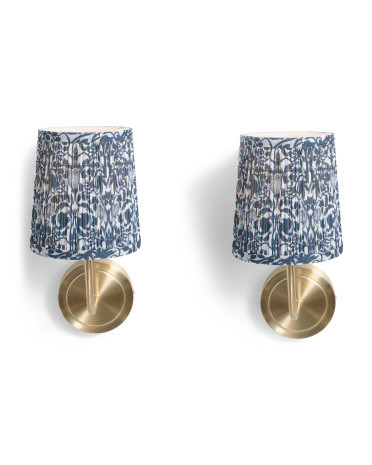 2pk 13.5 Rechargeable Printed Shade Metal Wall Sconce Set | TJ Maxx