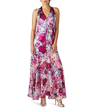 Steve Madden Jesika Woven Sleveless Halter Floral Sheath Maxi Dress - 10 | Dillard's