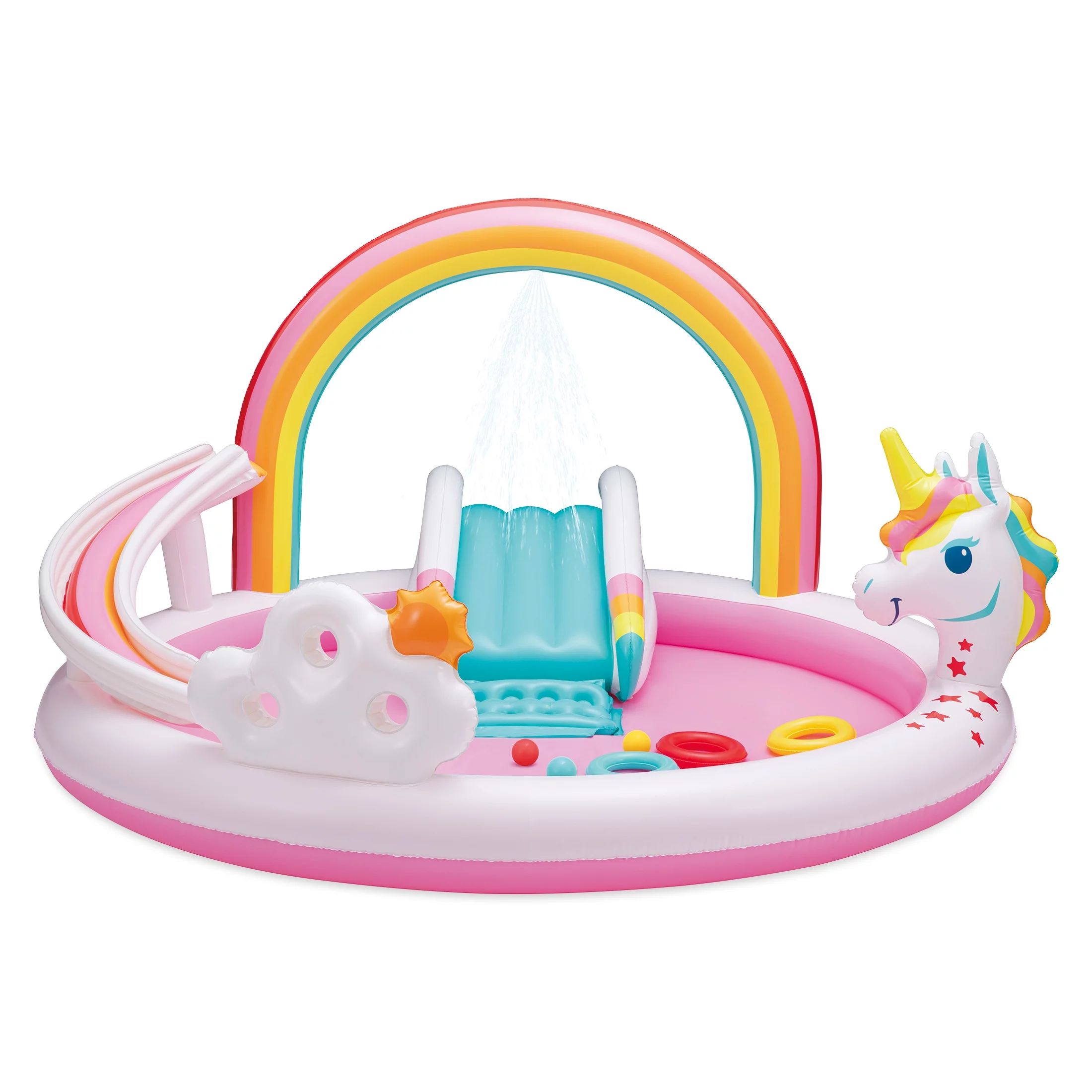 Bluescape Rainbow Unicorn Play Center, Kids Splash Pool with Sprinkler, Toys & Slide, Age 2 & up,... | Walmart (US)