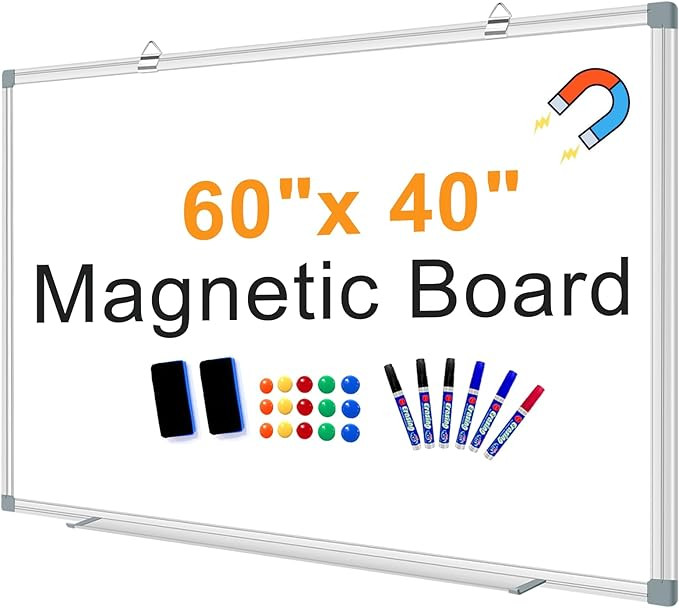 Large Magnetic Dry Erase Whiteboard, 60"X40" White Board for Wall with Long Pen Tray, Dry Erase W... | Amazon (US)