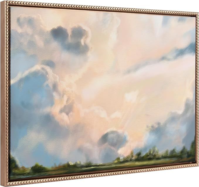 Kate and Laurel Sylvie Beaded Clouds Vintage Framed Canvas Wall Art by Mary Sparrow, 23x33 Gold, ... | Amazon (US)