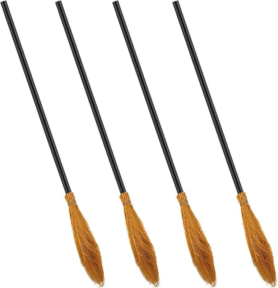 Medoore 4 Pack Halloween Witch Broom Plastic Witch Broomstick Cosplay Broom Props, Realistic Wiza... | Amazon (US)