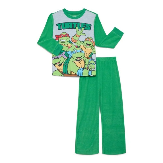 Teenage Mutant Ninja Turtles Boys Long Sleeve Top and Pants, 2-Piece Pajama Set, Sizes 4-12 | Walmart (US)