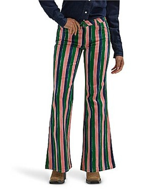 Wrangler Wanderer Denim Painterly Stripe Mid Rise Wide Vintage Flare Jeans - 27 32 | Dillard's