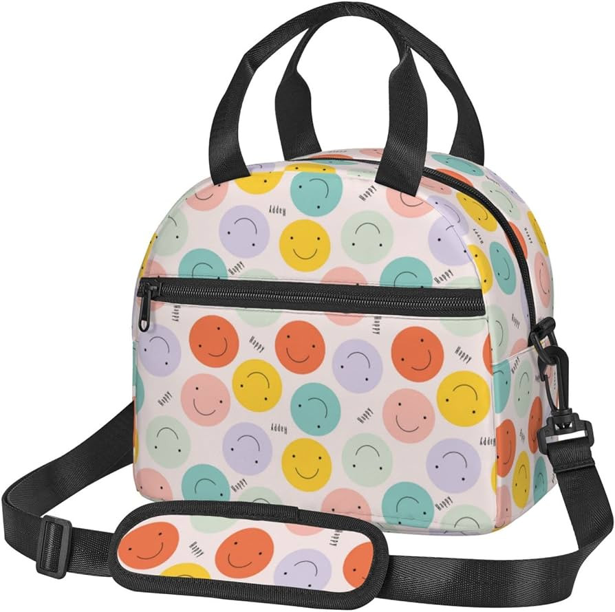 Juoritu Happy Smile Face Insulated Lunch Bag with Straps, Lunch Box for Women and Men, Waterproof... | Amazon (US)