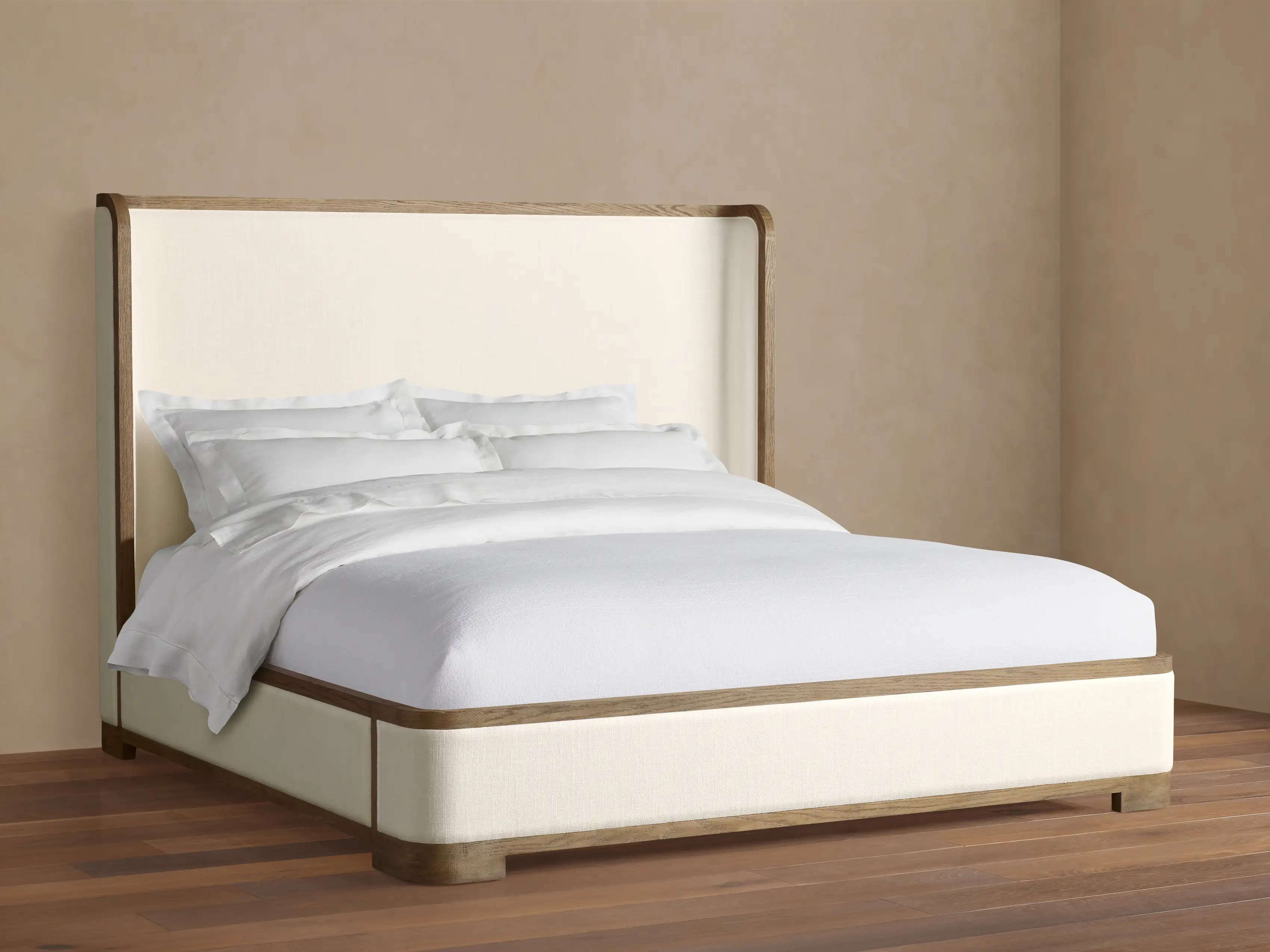 Darien Curved Shelter Bed in Izzy Snow | Arhaus