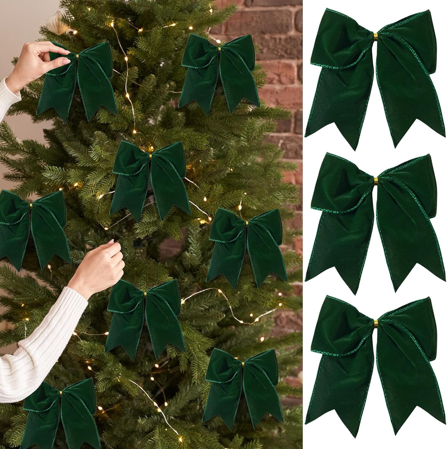 15 Pcs Velvet Bows for Christmas Tree - 6 Inch Vintage Velvet Ribbon Christmas Bows for Gift Wrap... | Amazon (US)