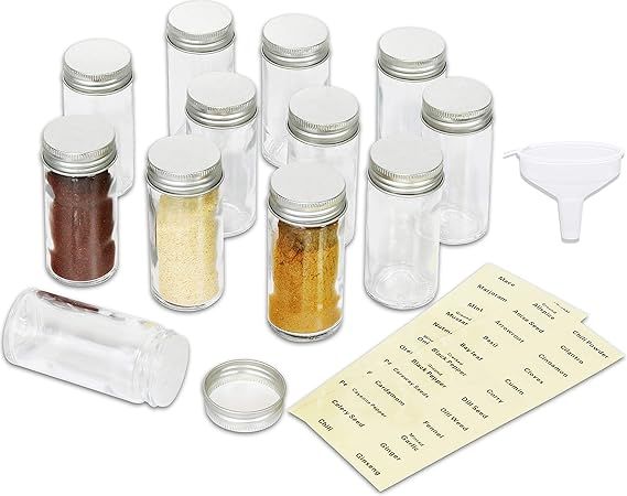 Simple Houseware 12-Pack Spice Bottles w/label | Amazon (US)