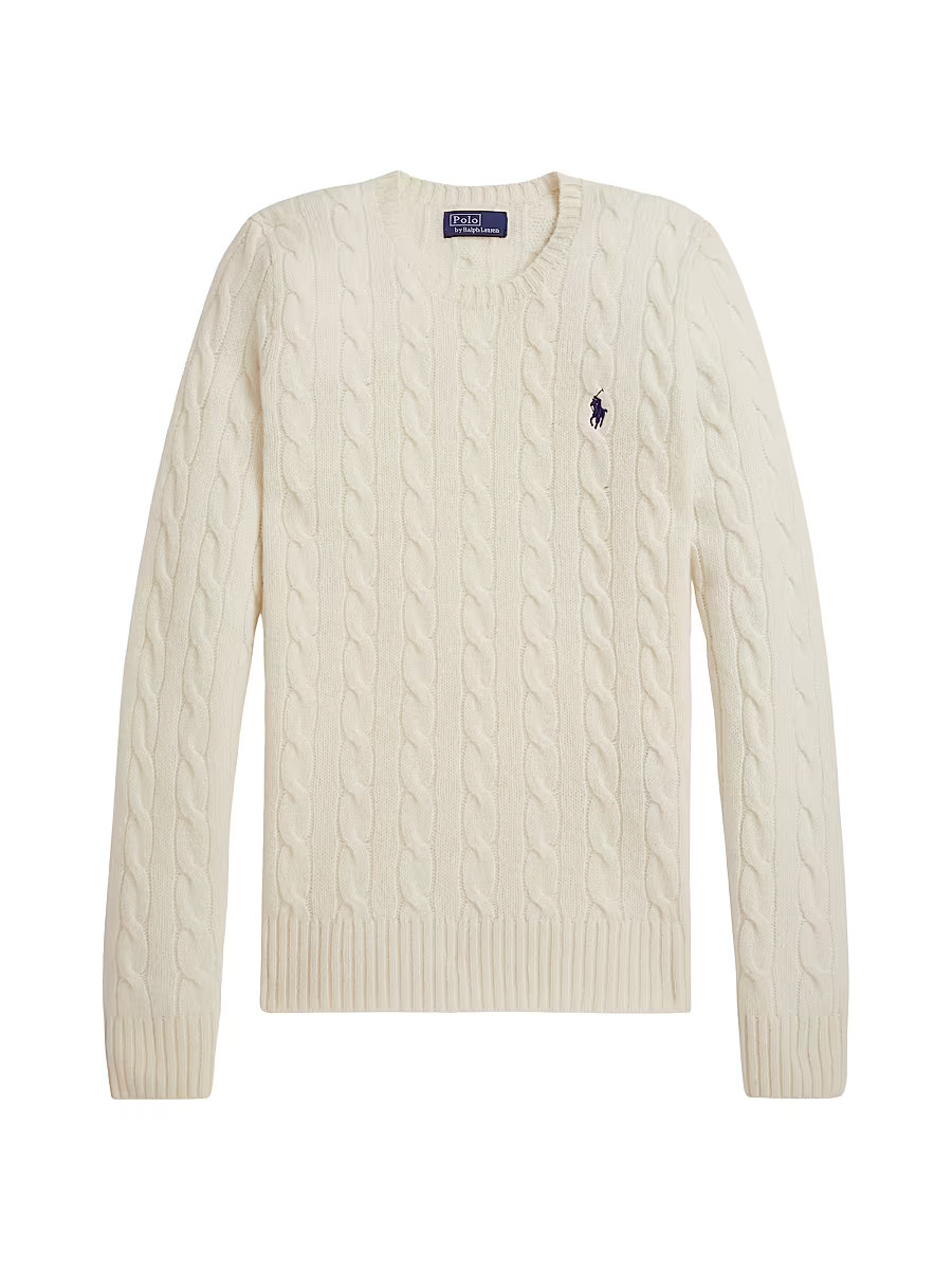 Women's Cable-Knit Wool-Cashmere Crewneck Sweater - Authentic Cream - Size XXL | Saks Fifth Avenue