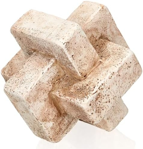 3 Link Knot Decor 5 Inch Dia Hand Carved Decorative Knot Natural Brown Resin Chain Link Decor, Mo... | Amazon (US)