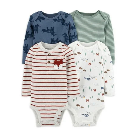 Carter's Child of Mine Baby Boys Long Sleeve Bodysuits, 4 Pack, Preemie-24 Months | Walmart (US)