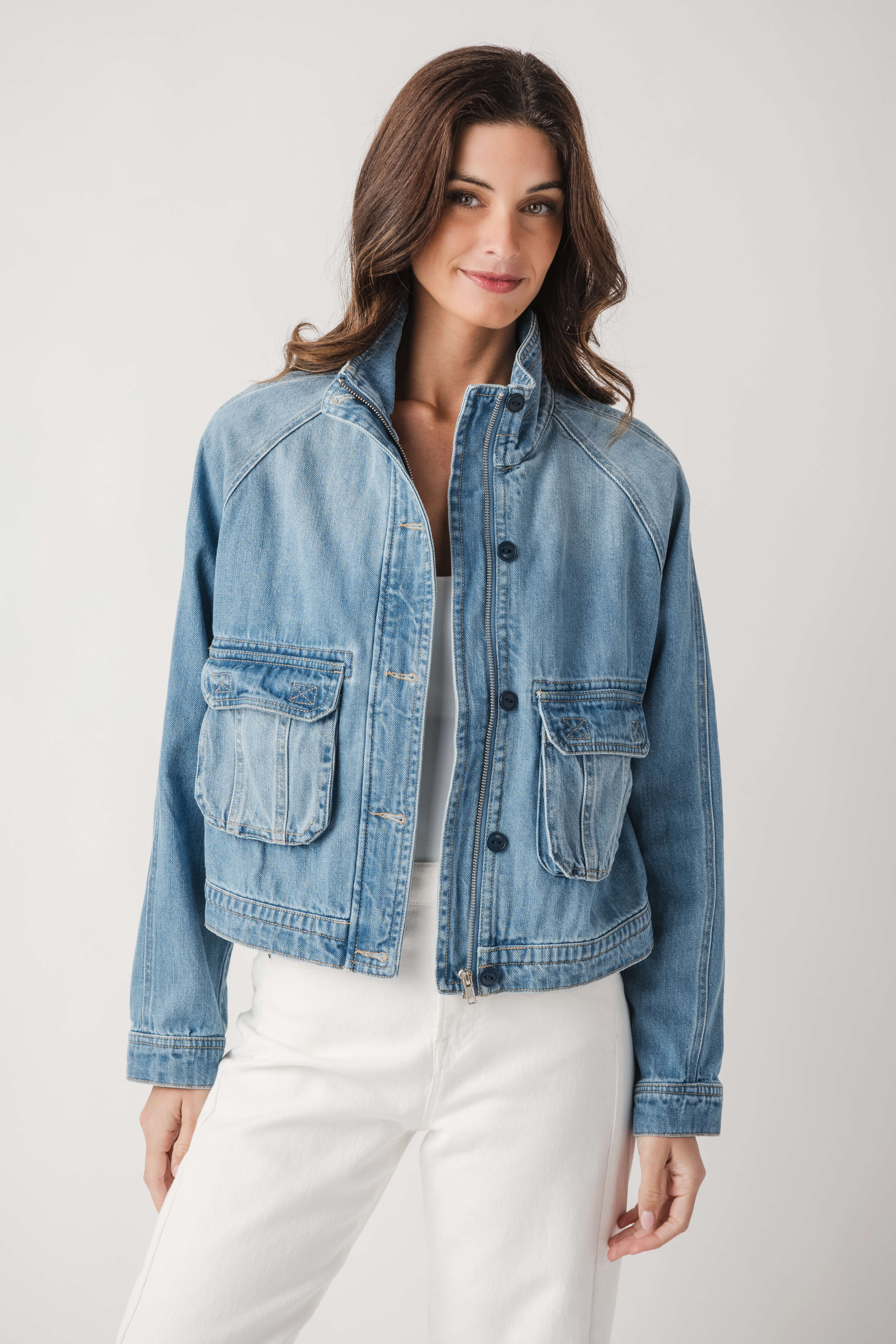 Risen Pocket Detail Denim Jacket | Social Threads