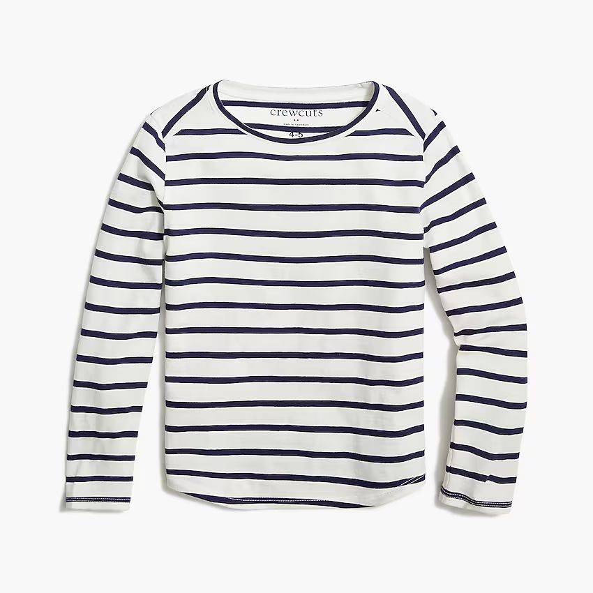 Girls' striped long-sleeve tee with shirttail hem | J.Crew Factory