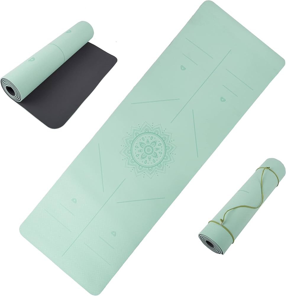 Non-Slip Yoga Mat with Alignment Marks – Lightweight Exercise Mat with Carry Strap for Home Wor... | Amazon (US)